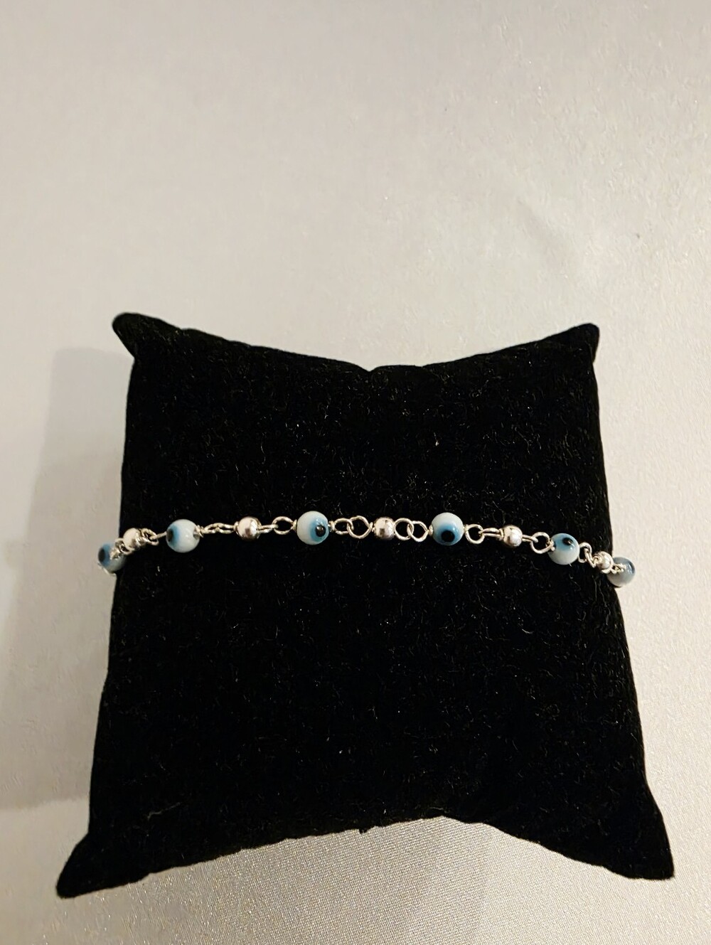 Blue Evil Eye Protection Bracelet Sterling Silver 925, 7" New